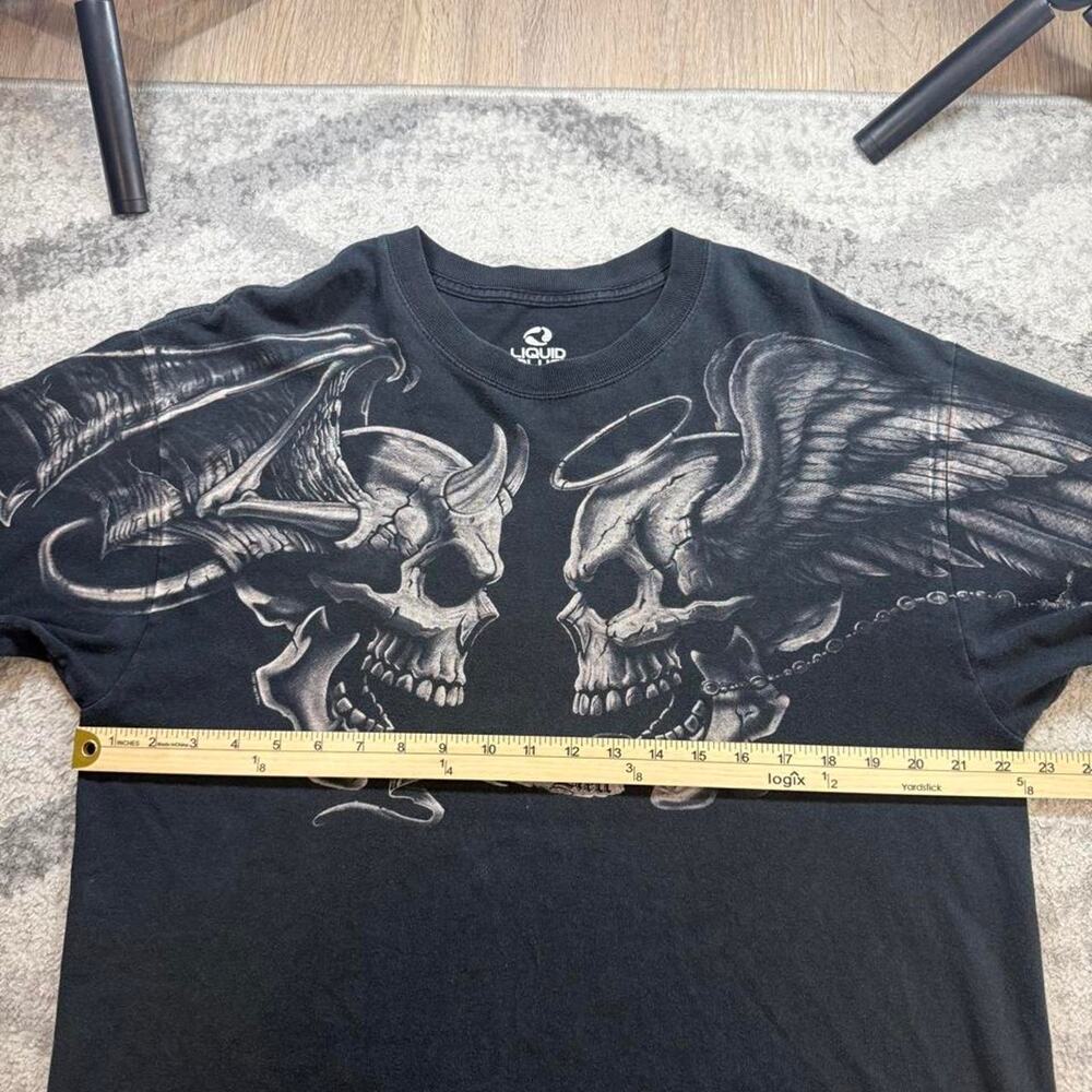 Y2K Liquid Blue Print 2007 Heaven Or Hell On Anvil Shirt Men Sz XL Skulls - Picture 4 of 5